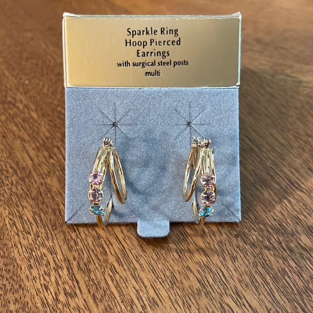 NIB Avon Sparkle Ring Hoop Pierced Earrings (Multi)